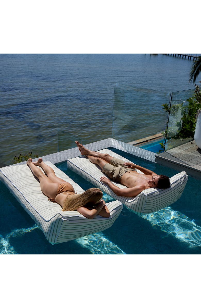 Sunnylife Luxe Lieon Lounger La Palma Sage Stripe Inflatable Pool Float, Alternate, color, 