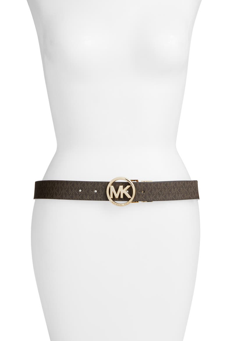 Logo Reversible Leather Belt, Main, color, CHOCOLATE/ BLACK