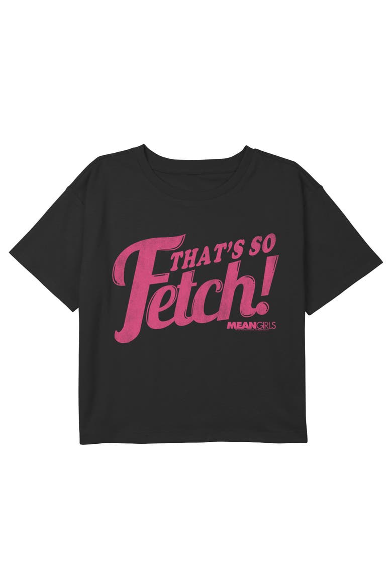 Girl's Mean Girls Distressed That Is So Fetch Graphic Cropped T-Shirt, Main, color, Black
