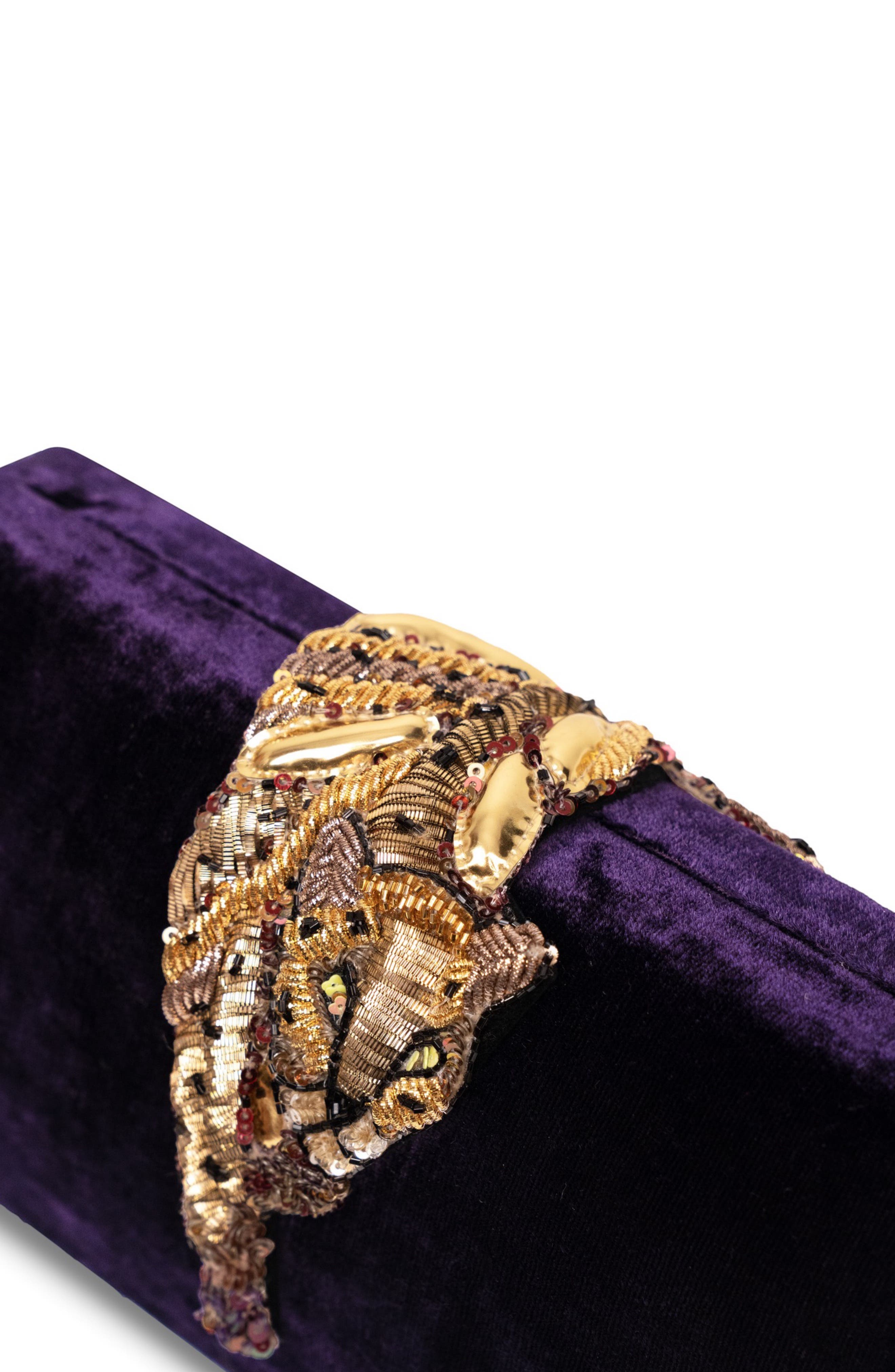 Simitri Velvet Rakaa Clutch, Alternate, color, Royal