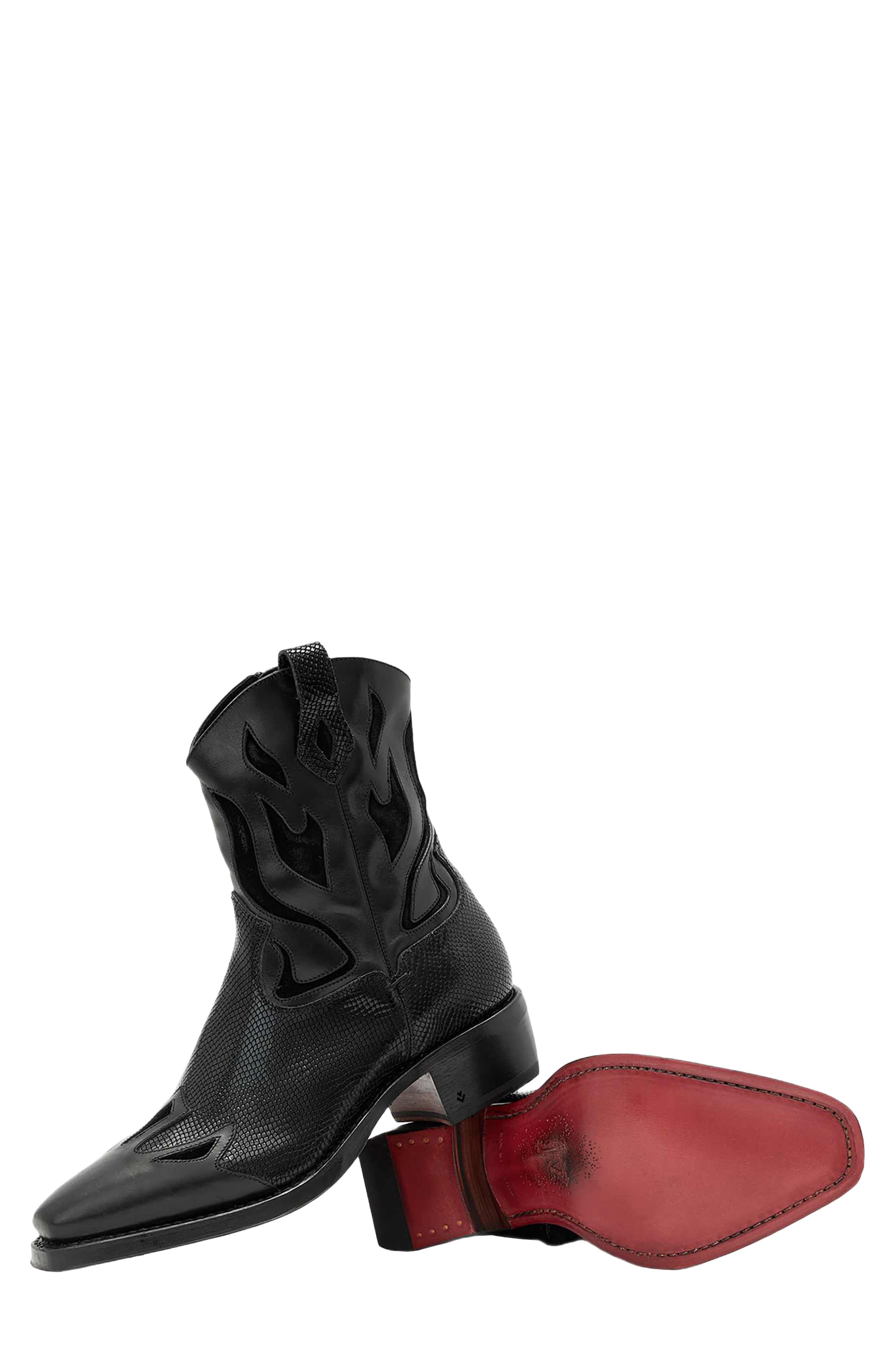Walker Leather Western Boot, Alternate, color, BLACK