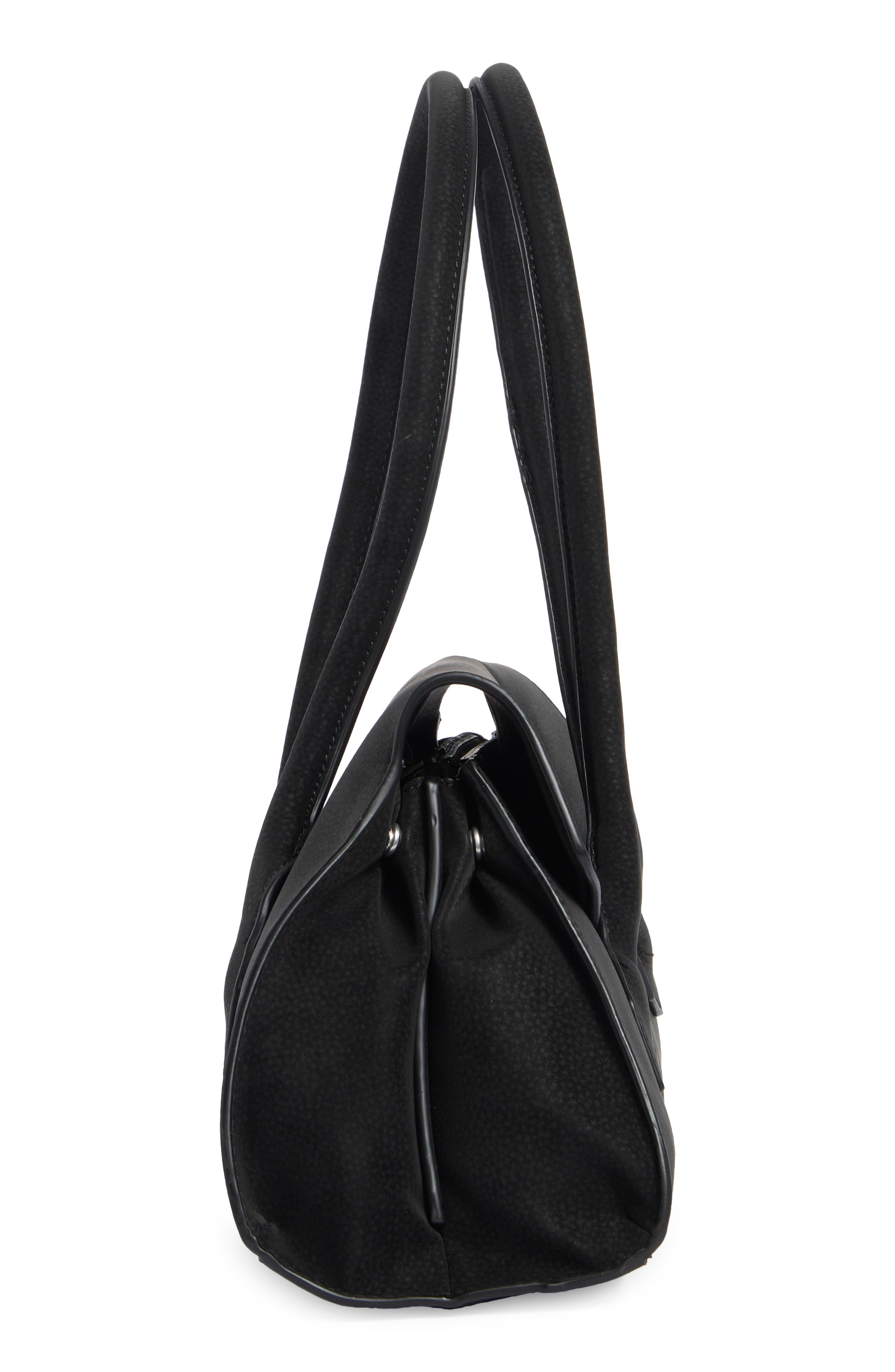 BCBG Pointed Flap Faux Leather Shoulder Bag, Alternate, color, Black