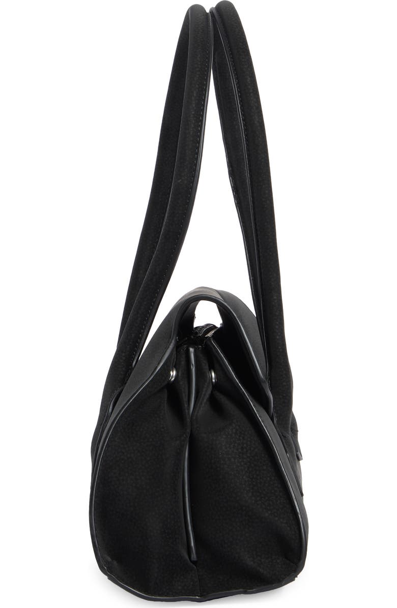 BCBG Pointed Flap Faux Leather Shoulder Bag, Alternate, color, Black
