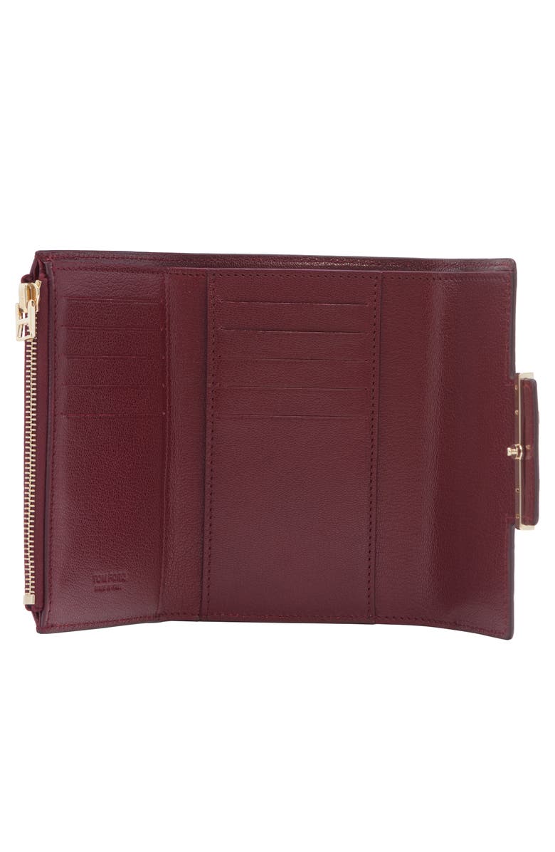 TOM FORD Double T Leather Wallet, Alternate, color, Ruby Red