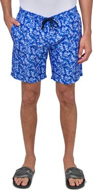 Brooklyn Brigade Slim Fit Abstract Leaf Swim Trunks