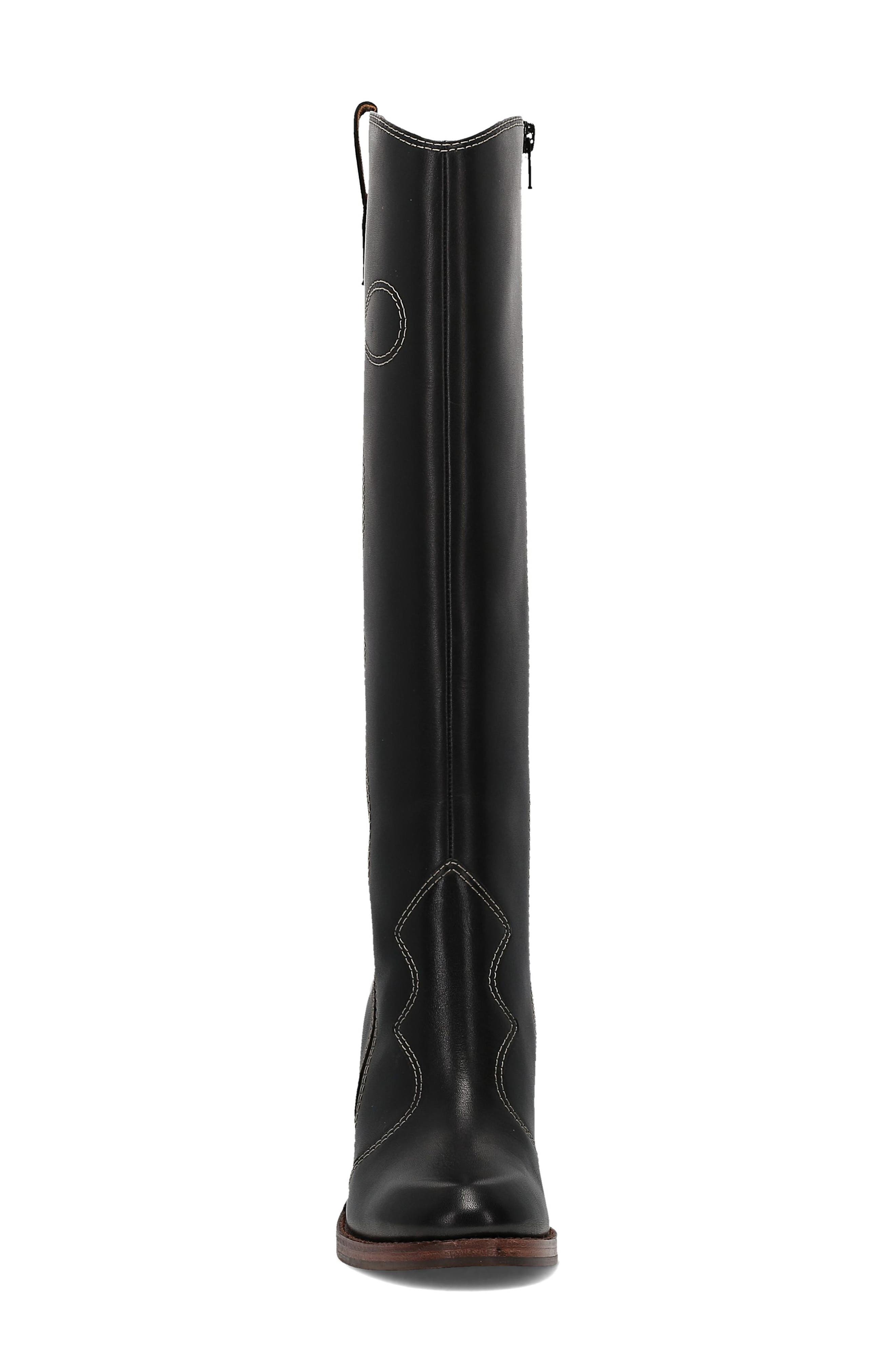 Frye Corinne Knee High Western Boot, Alternate, color, Black