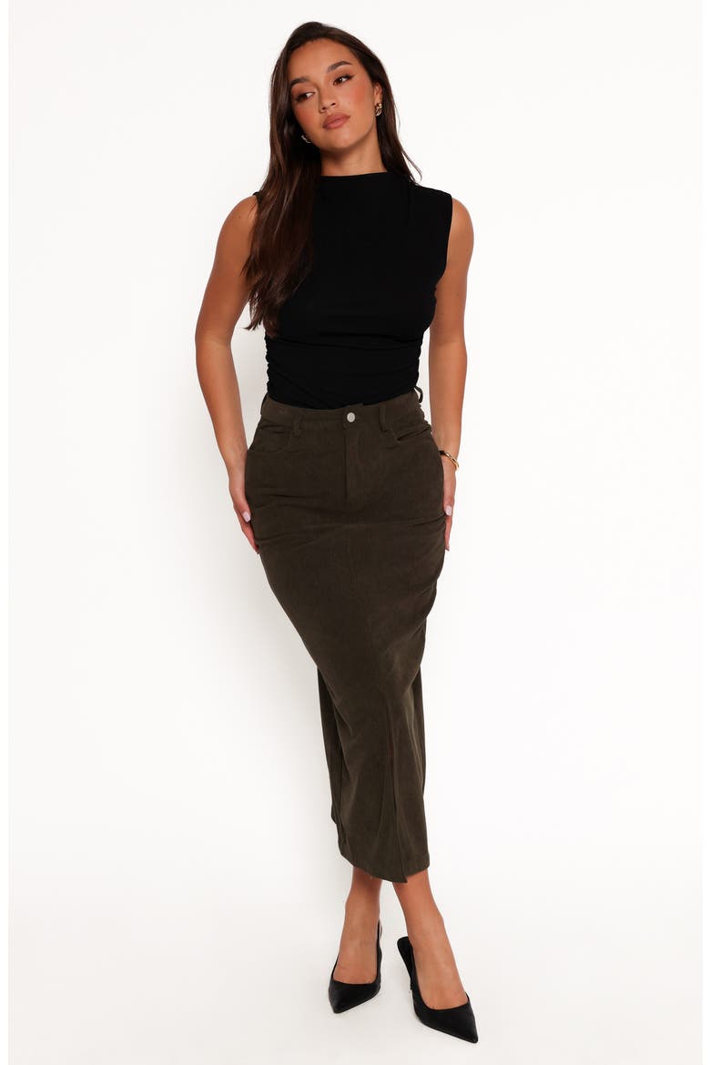 Myra Corduroy Midi Skirt, Alternate, color, OLIVE