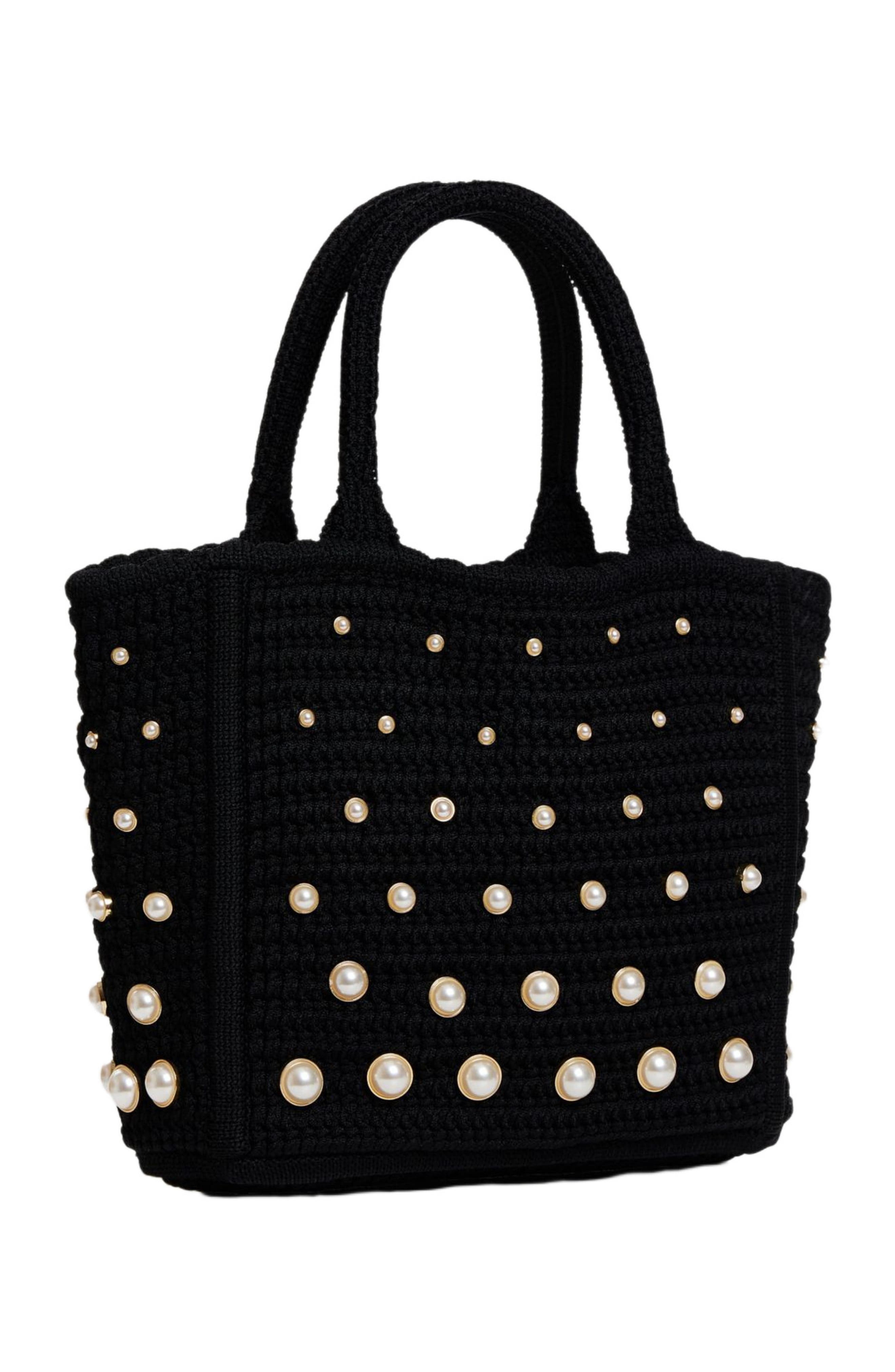 SANDRO Beaded crochet bag, Alternate, color, Black