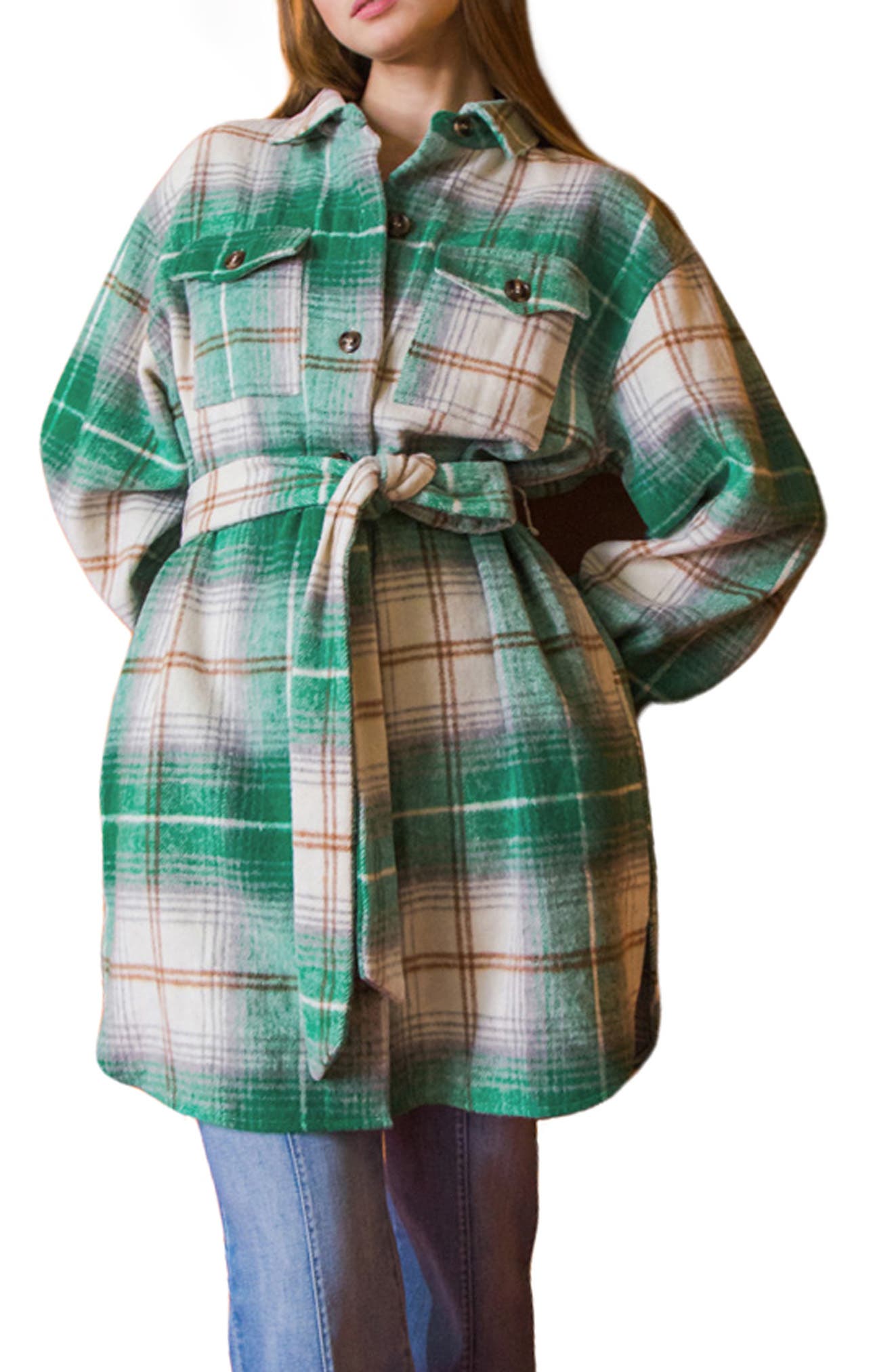 FLYING TOMATO Plaid Shirt Jacket