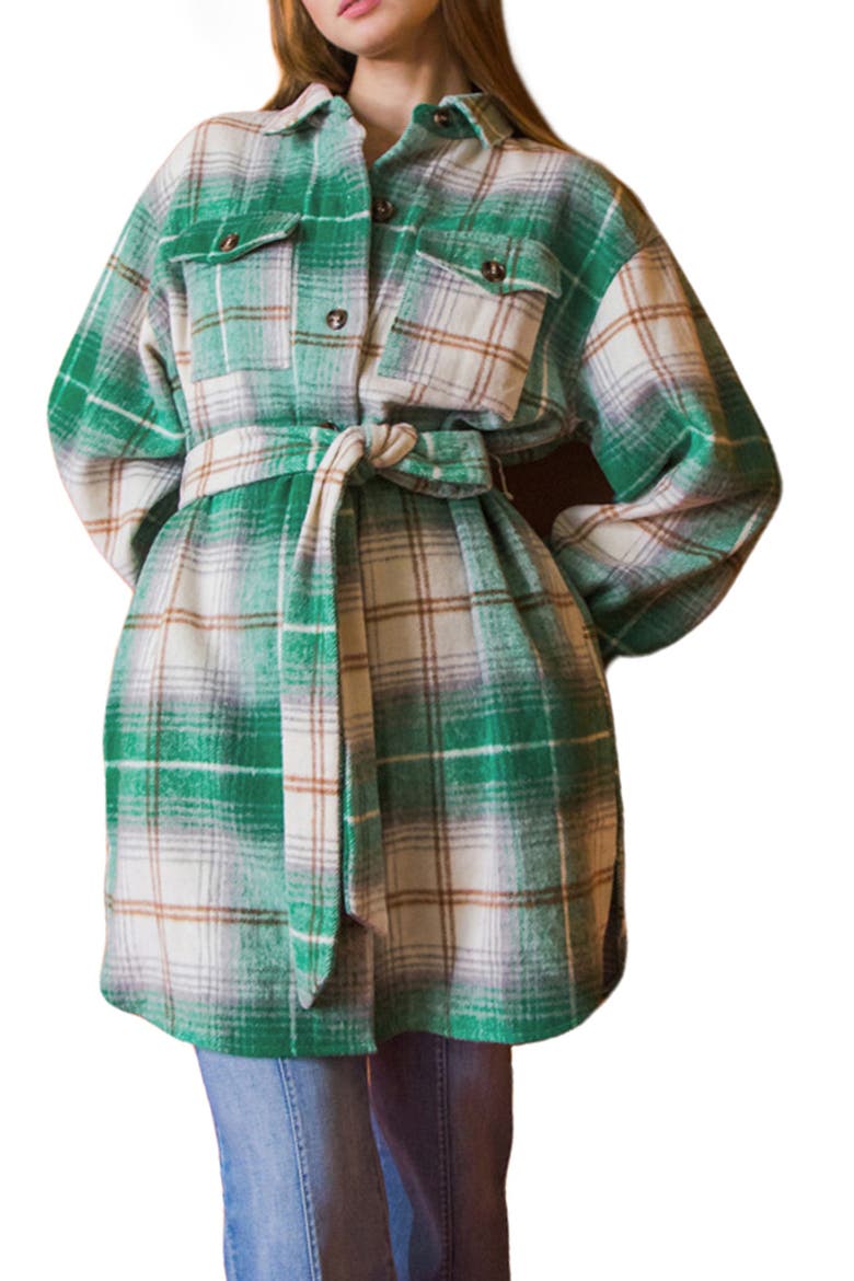 Plaid Shirt Jacket, Main, color, GREEN