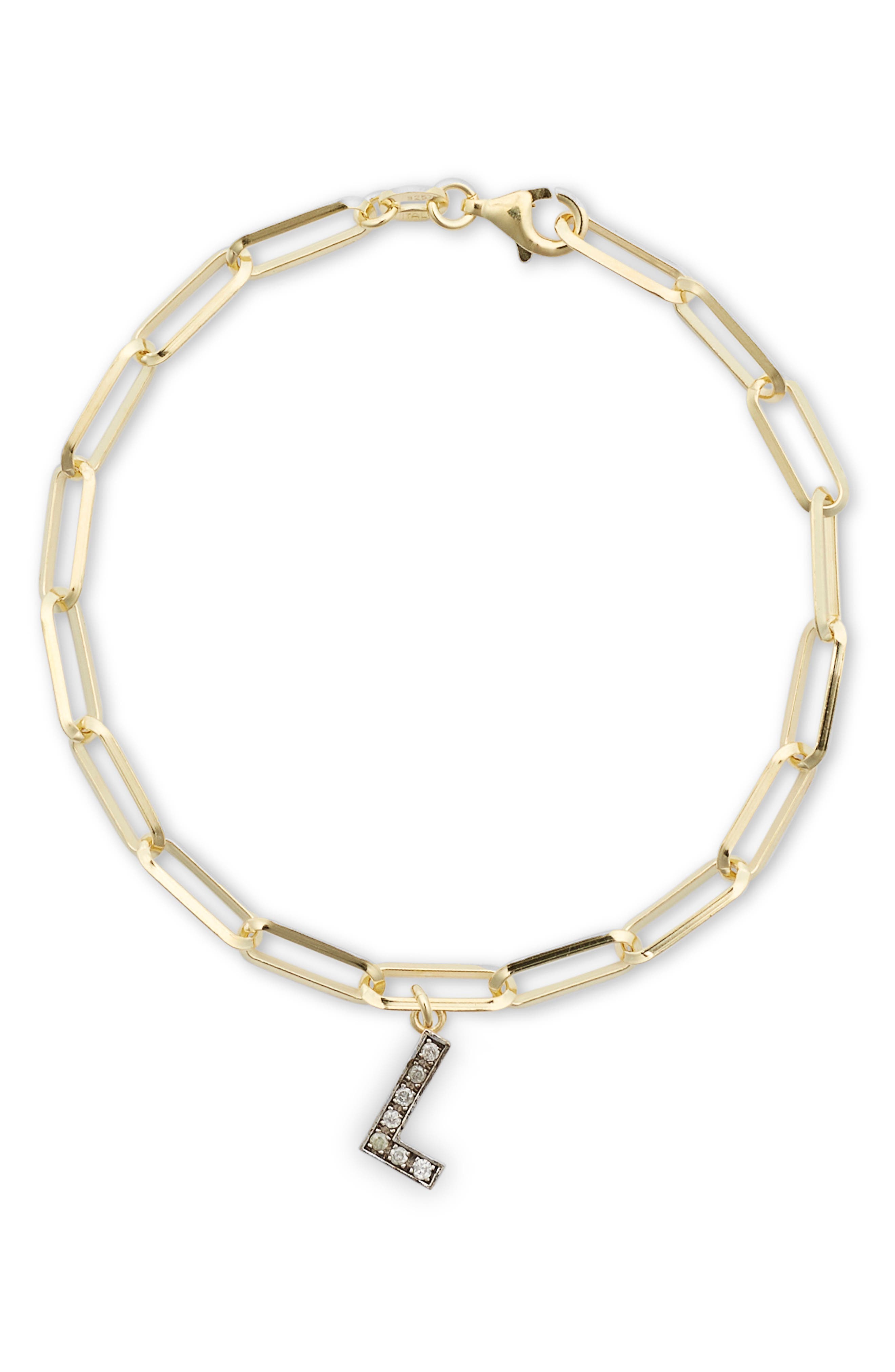 Diamond Initial Charm Bracelet
