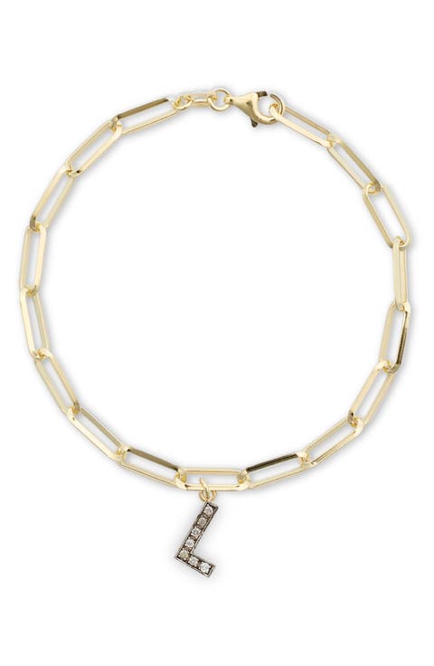 Diamond Initial Charm Bracelet