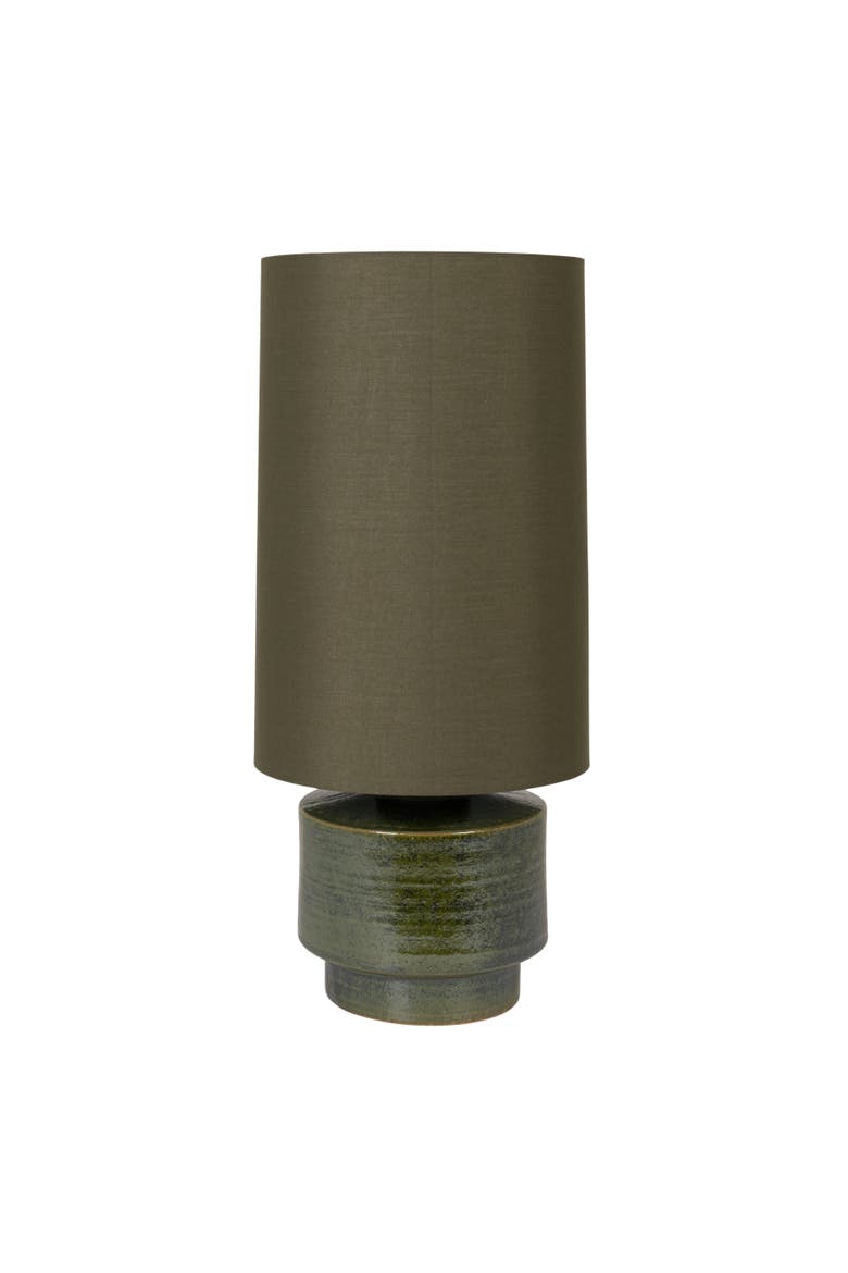 Verdant Stoneware Table Lamp with Linen Shade, Main, color, Olive Green