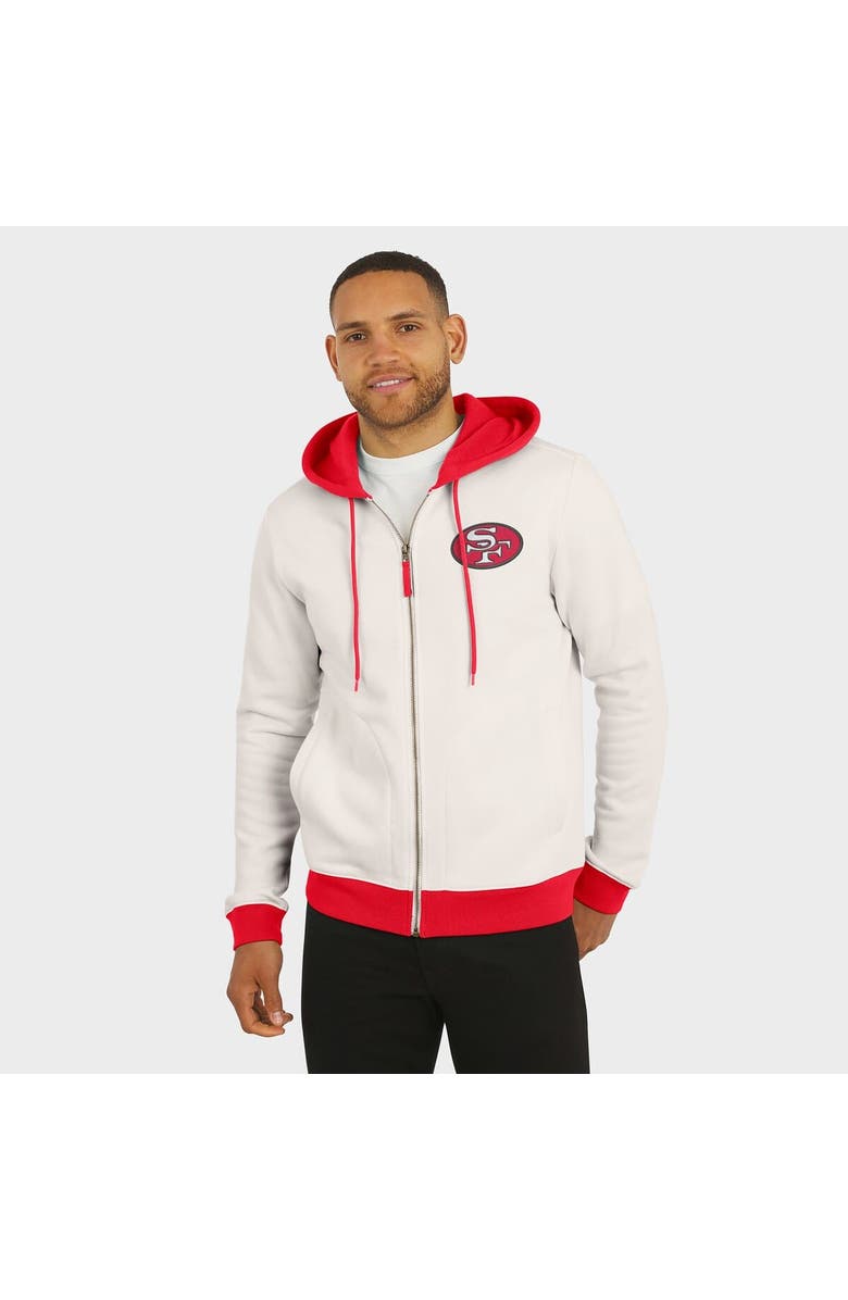 Darius Rucker Collection by Fanatics Men's Darius Rucker Collection by Fanatics Cream San Francisco 49ers Distressed Graphics Full-Zip Hoodie, Alternate, color, Cream