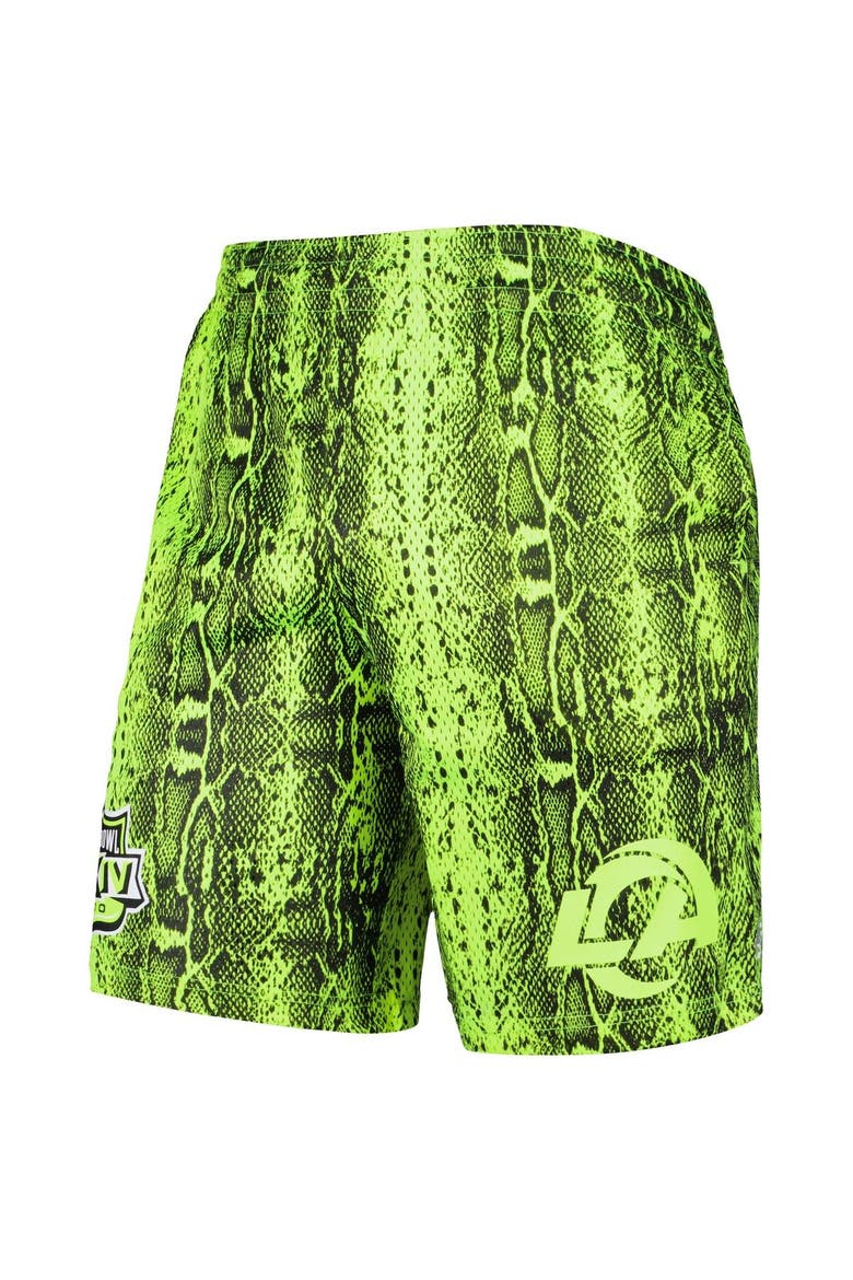 Men's New Era Neon Green Los Angeles Rams Summer Pop Shorts, Alternate, color, Neon Green