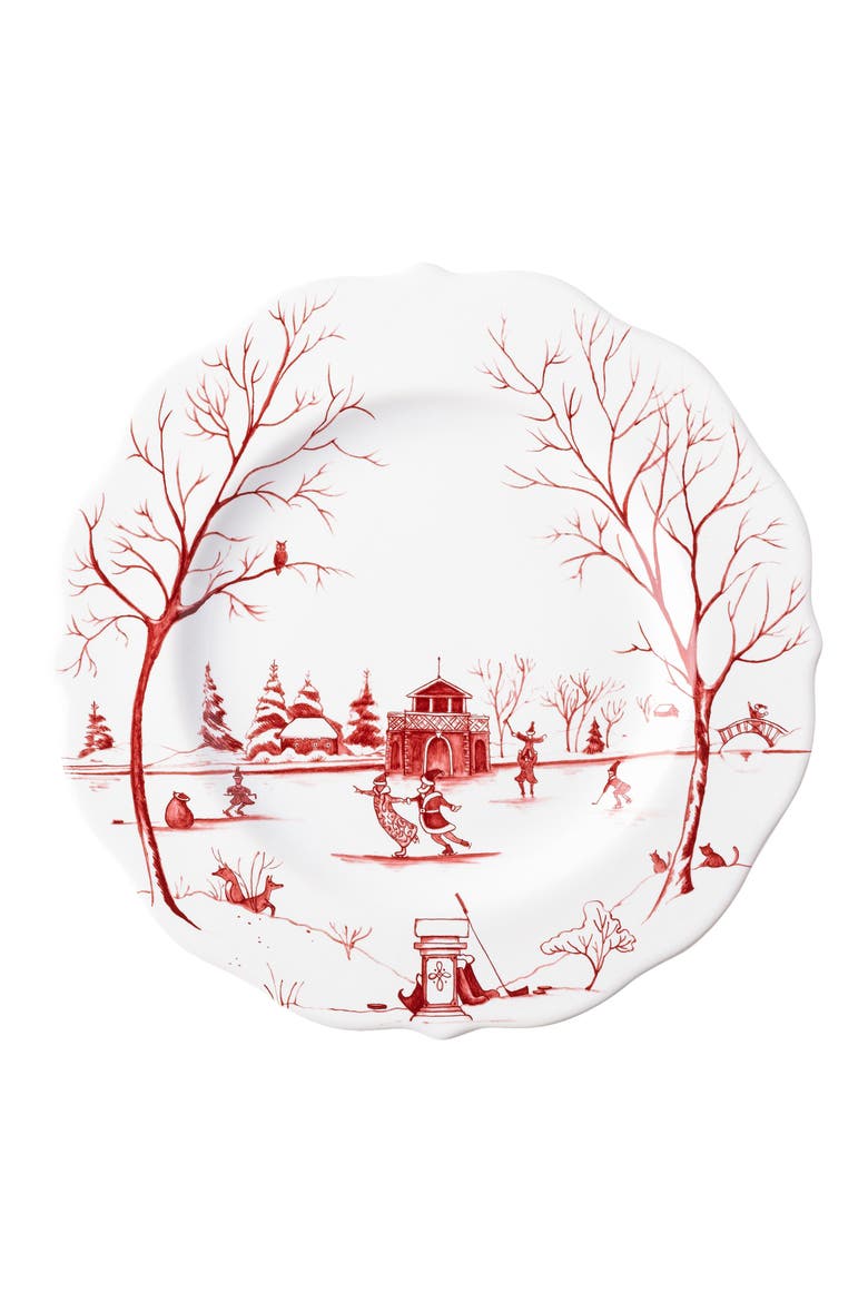 Country Estate Winter Frolic The Claus' Christmas Day Ruby Salad Plate, Main, color, RUBY