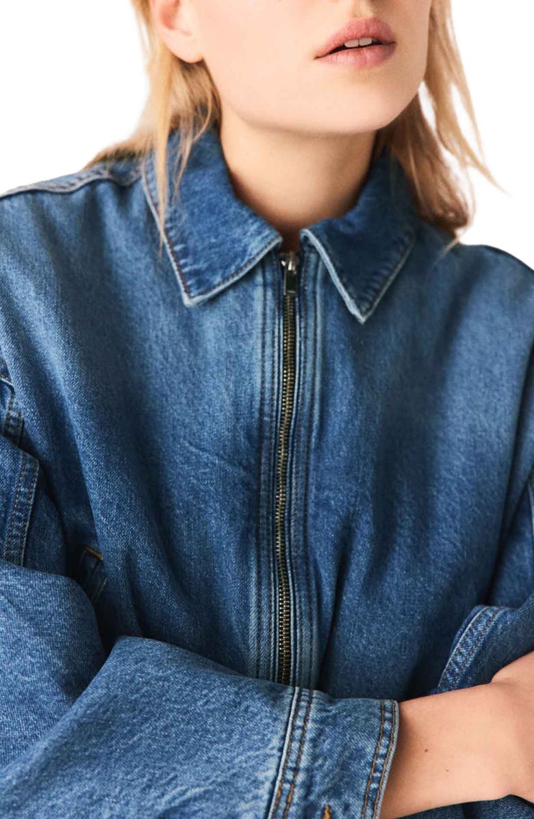 maje Denim bomber jacket, Alternate, color, Blue