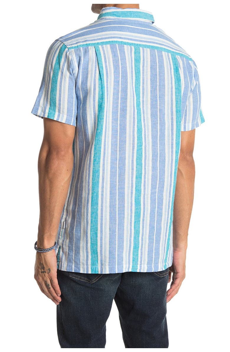 Onia Josh Linen Blend Stripe Polo, Alternate, color, 