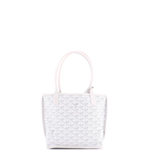 Pre-owned Goyard Goyard Anjou Reversible Tote Coated Canvas Mini In White