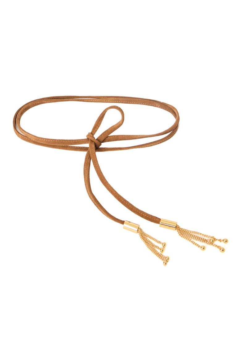 Melrose Suede Wrap Belt, Main, color, BRONZE GOLD