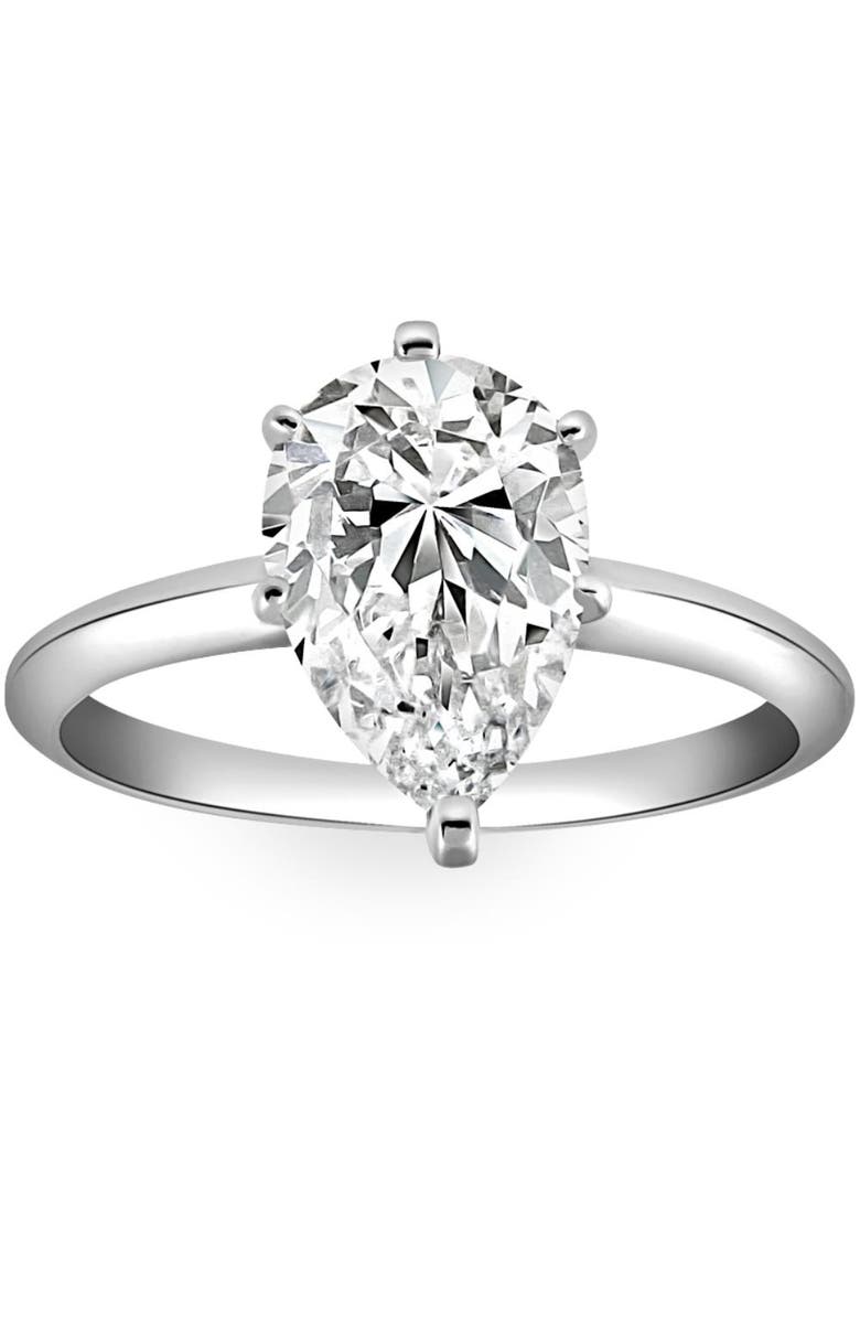 Bliss Diamond 3CT Platinum Pear Shaped Diamond 6-Prong Solitaire Engagement Ring Lab Grown, Main, color, Platinum