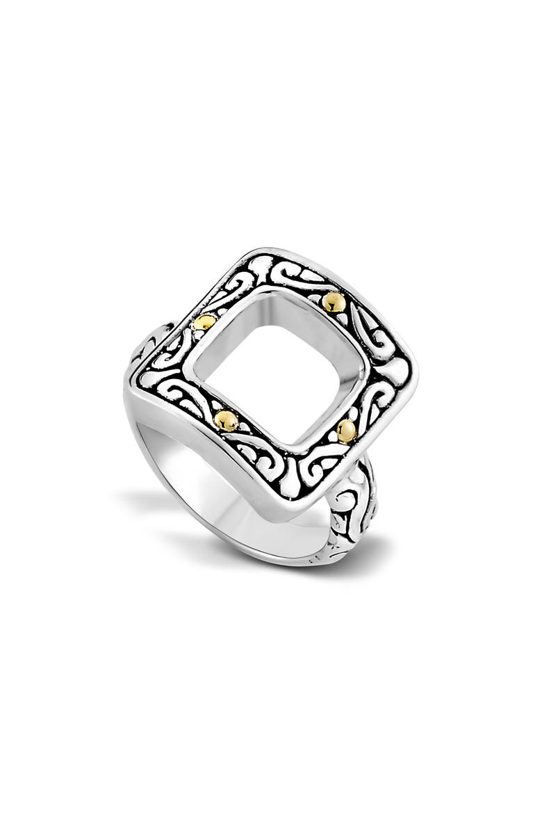 Square Open Ring, Main, color, SILVER AND GOLD