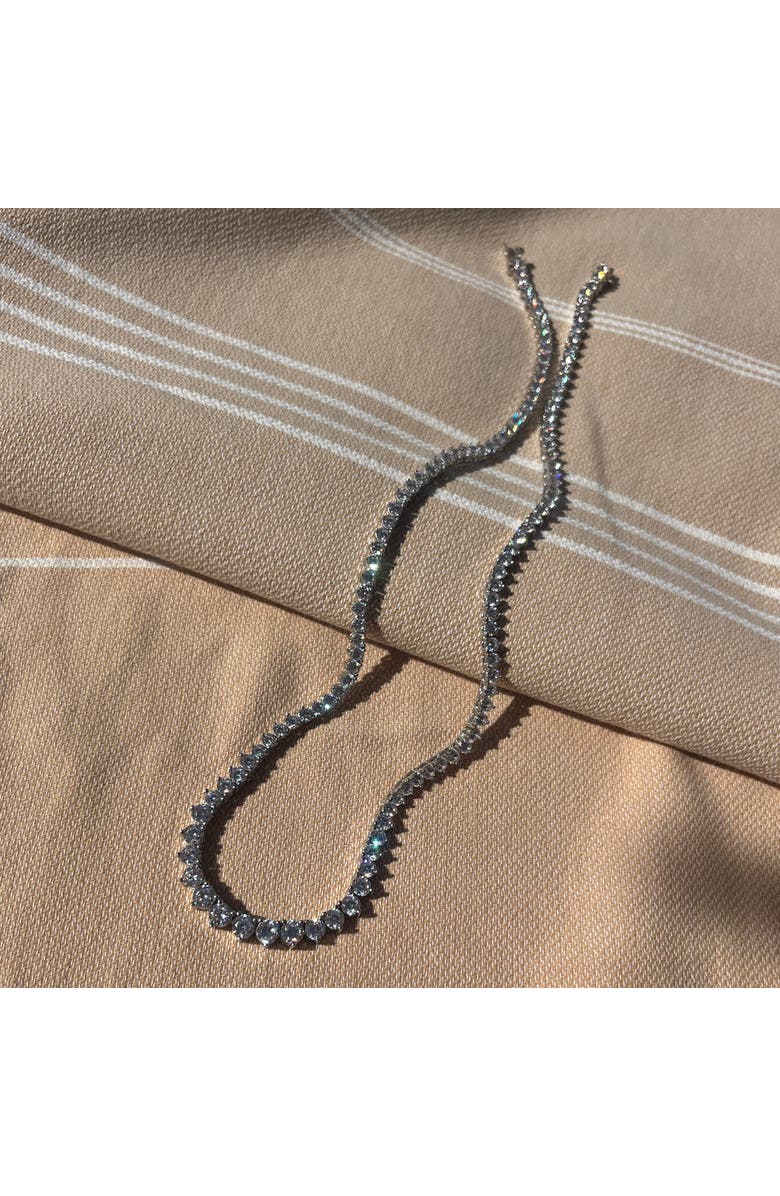 Leni James The Liz 3 Prong Graduated Tennis Necklace, Alternate, color, Silver