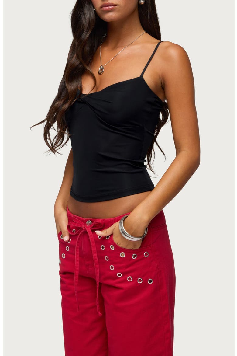 Pyper Twisted Twist Front Camisole, Alternate, color, BLACK