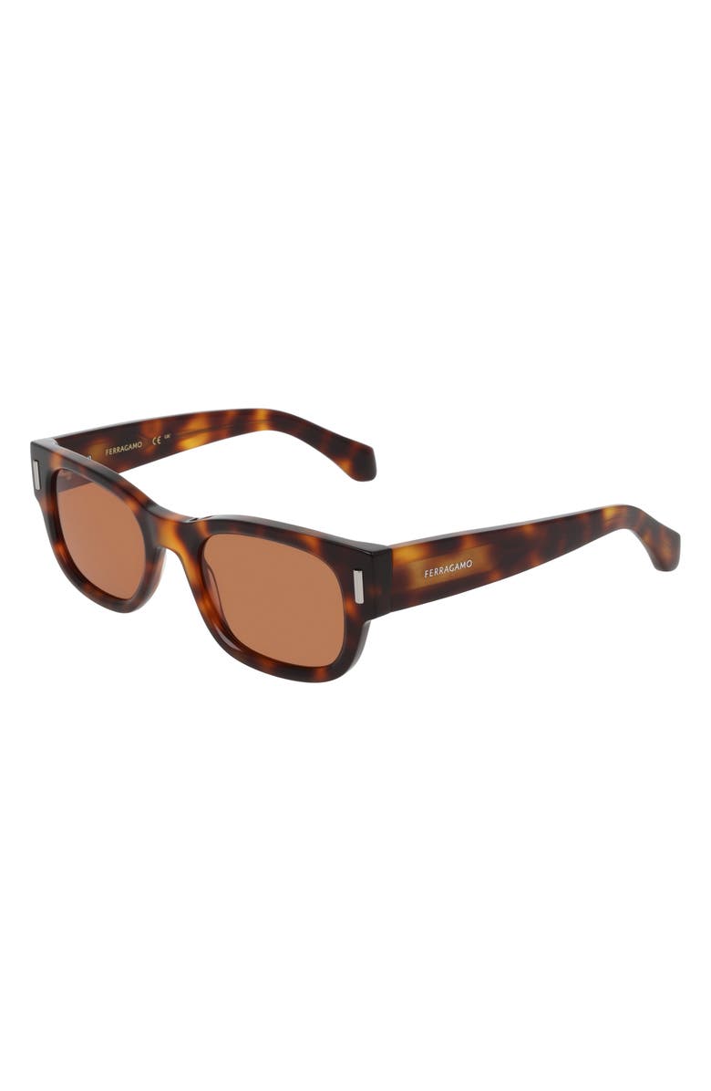 FERRAGAMO 51mm Modified Rectangular Sunglasses, Alternate, color, Tortoise