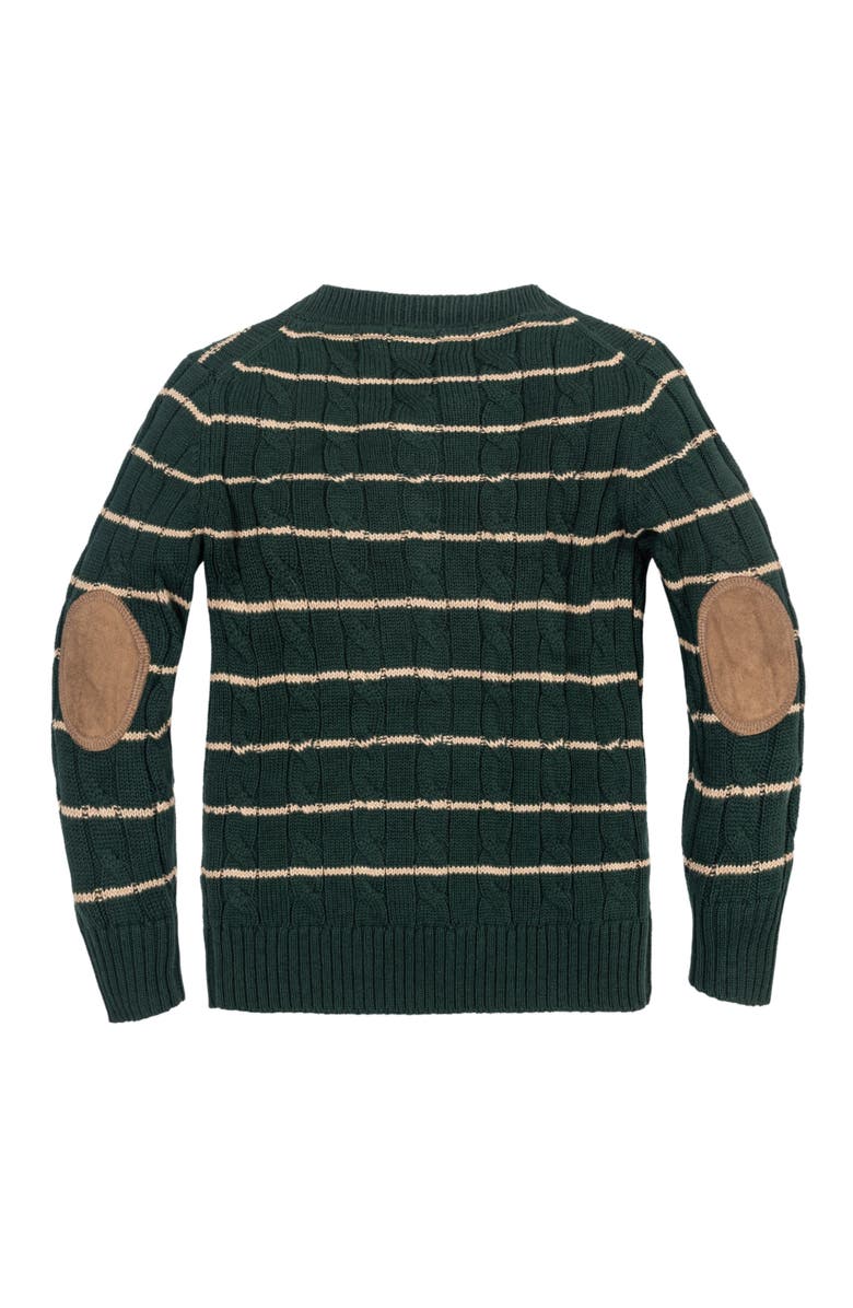Hope & Henry Baby Boys' Organic Sweater Henley with Elbow Patches, Infant, Alternate, color, Pine Green Cable Stripe