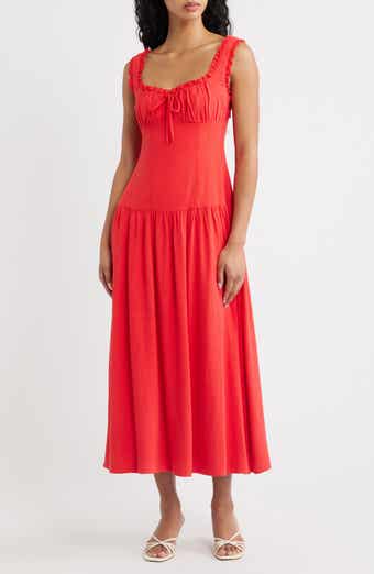 Joanne Lace Trim Drop Waist Midi Dress