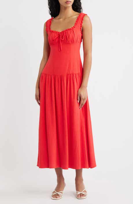 Joanne Lace Trim Drop Waist Midi Dress