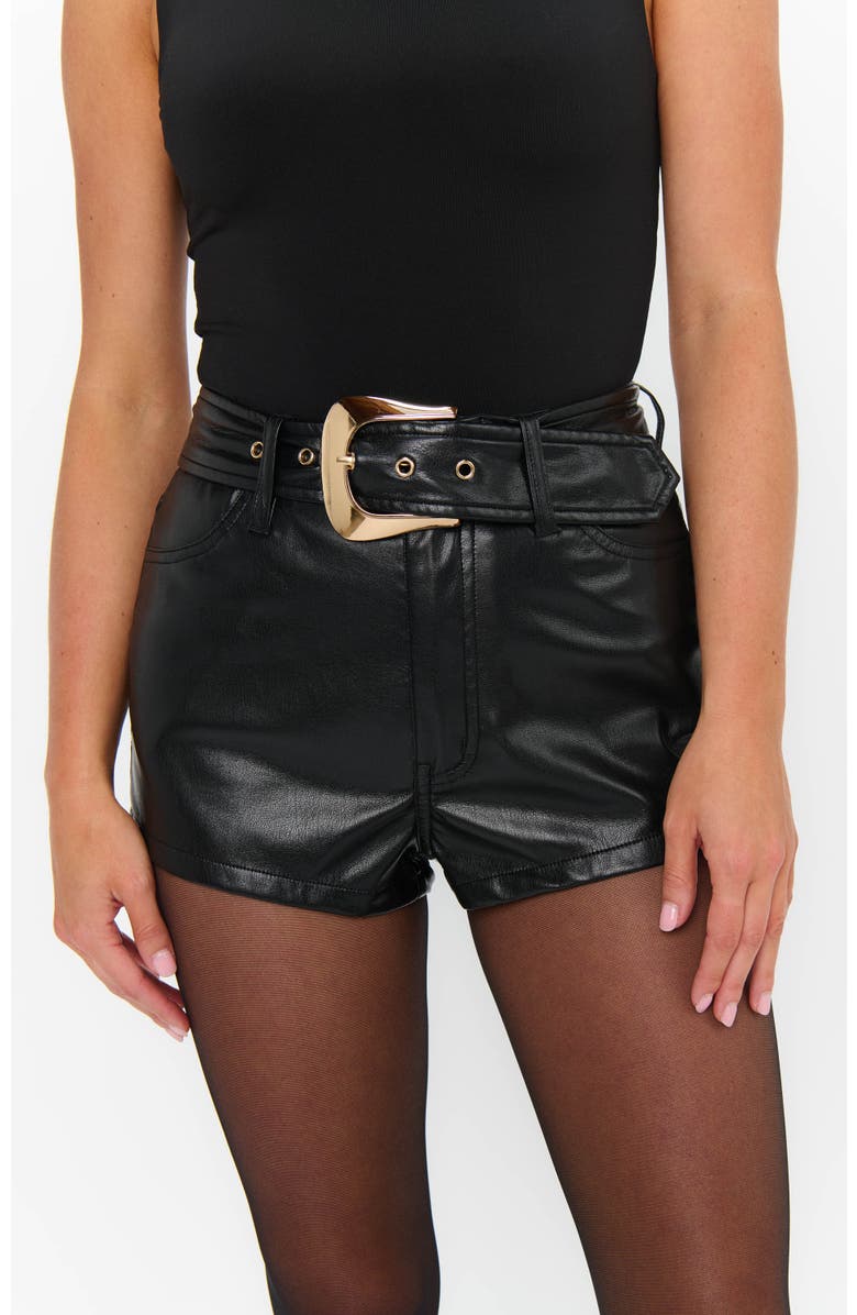 Show Me Your Mumu Asher Shorts, Alternate, color, Black Faux Leather