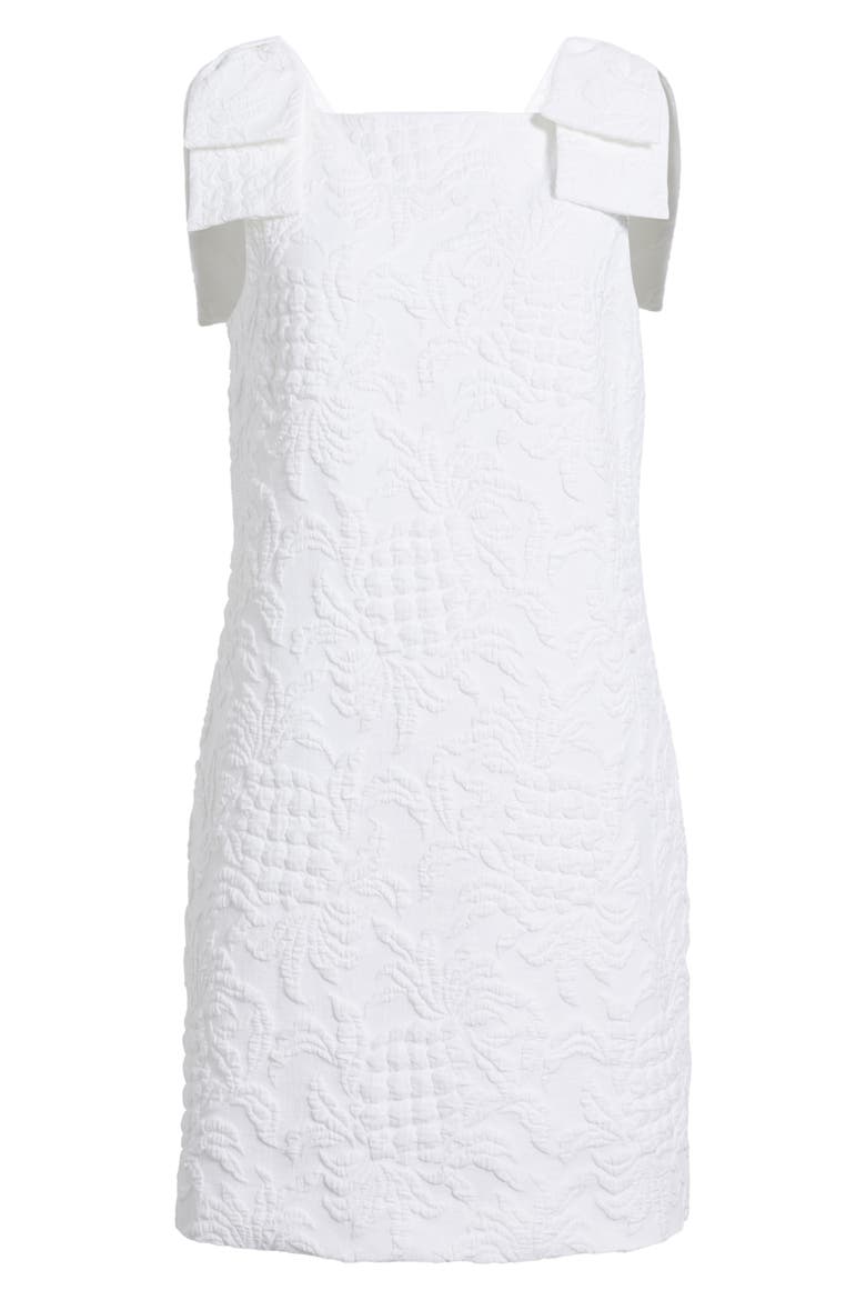 Carmine Bow Detail Sleeveless Shift Dress, Alternate, color, RESORT WHITE PINEAPPLE