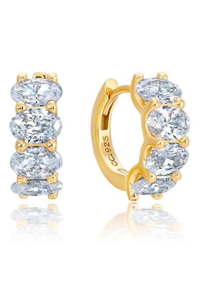 Cubic Zirconia Huggie Hoop Earrings, Main, color, GOLD