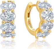 Crislu Cubic Zirconia Huggie Hoop Earrings