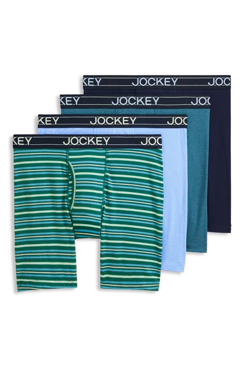Men's Lightweight Cotton Blend 7" Long Leg Boxer Brief - 4 Pack