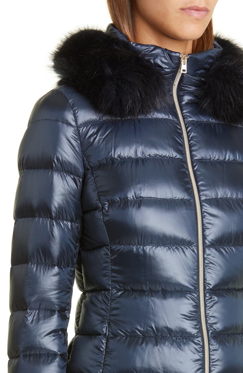 Herno Claudia Water Repellent Down Coat with Faux Fur Trim, Alternate, color, 
