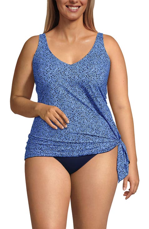 Plus Size Slender Suit Fauxkini Low Leg One Piece Swimsuit
