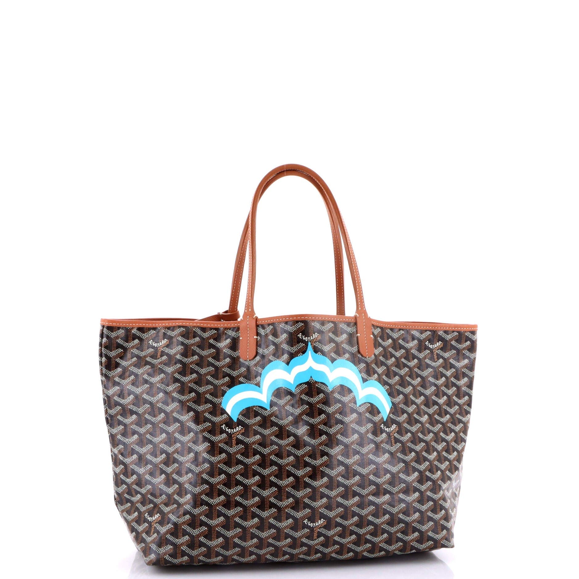 Pre-Owned Goyard Saint Louis Tote Printed Coated Canvas PM, Alternate, color, Brown