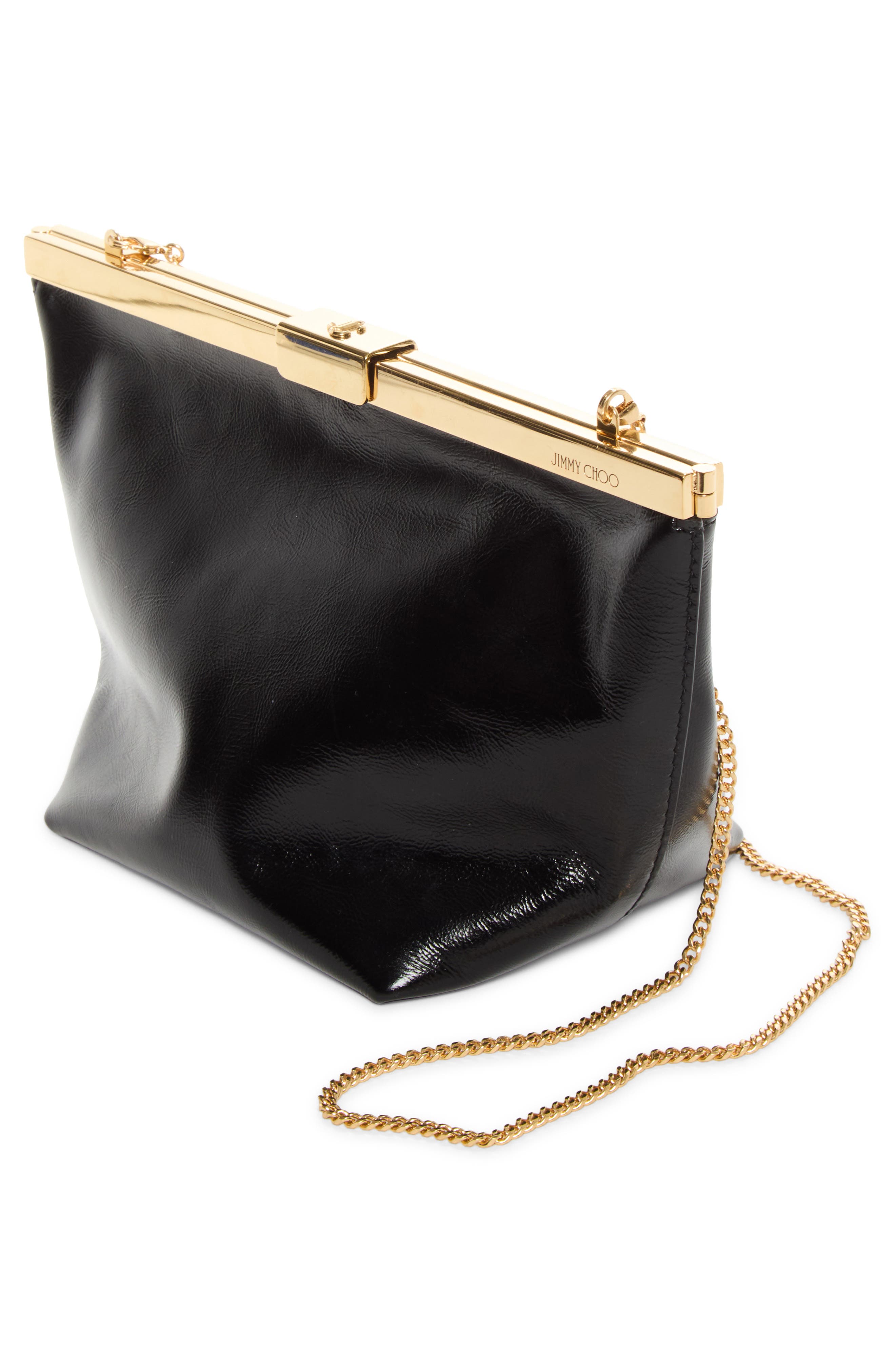 Ganache Leather Clutch, Alternate, color, BLACK/ GOLD