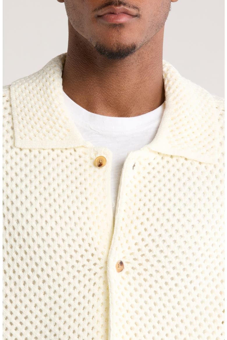 Spence Open Stitch Knit Button-Up Shirt, Alternate, color, CREAM