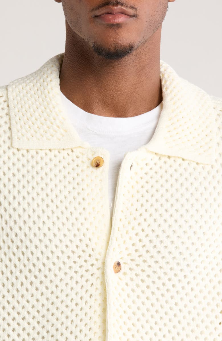 PacSun Spence Open Stitch Knit Button-Up Shirt, Alternate, color, Cream