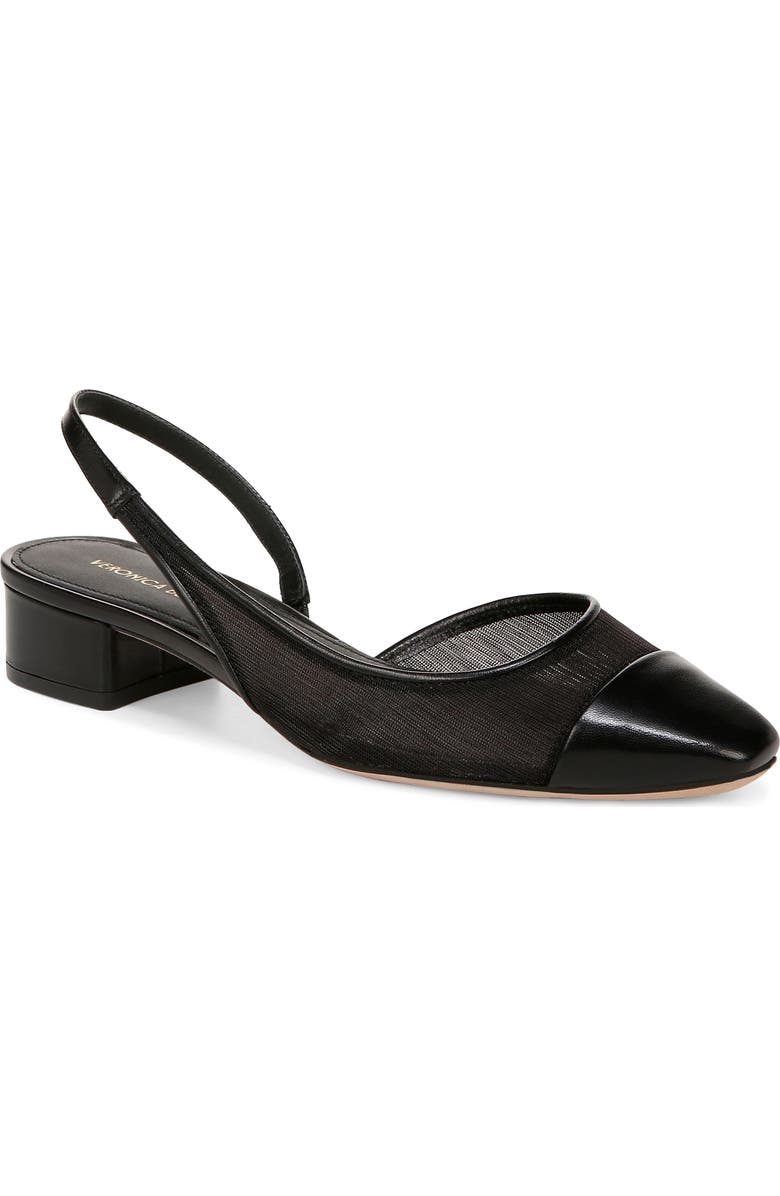 Veronica Beard Cecile Half d'Orsay Slingback Pump, Main, color, Black/ Black Fabric
