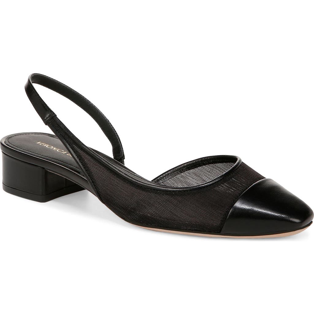 Veronica Beard Cecile Mesh Slingback Ballerina Flats In Black/black Fabric