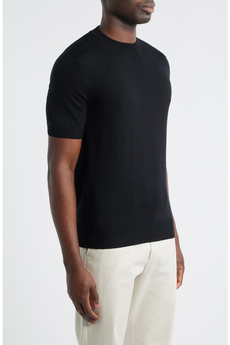 Cashwool® Short Sleeve Crewneck Sweater, Alternate, color, BLACK
