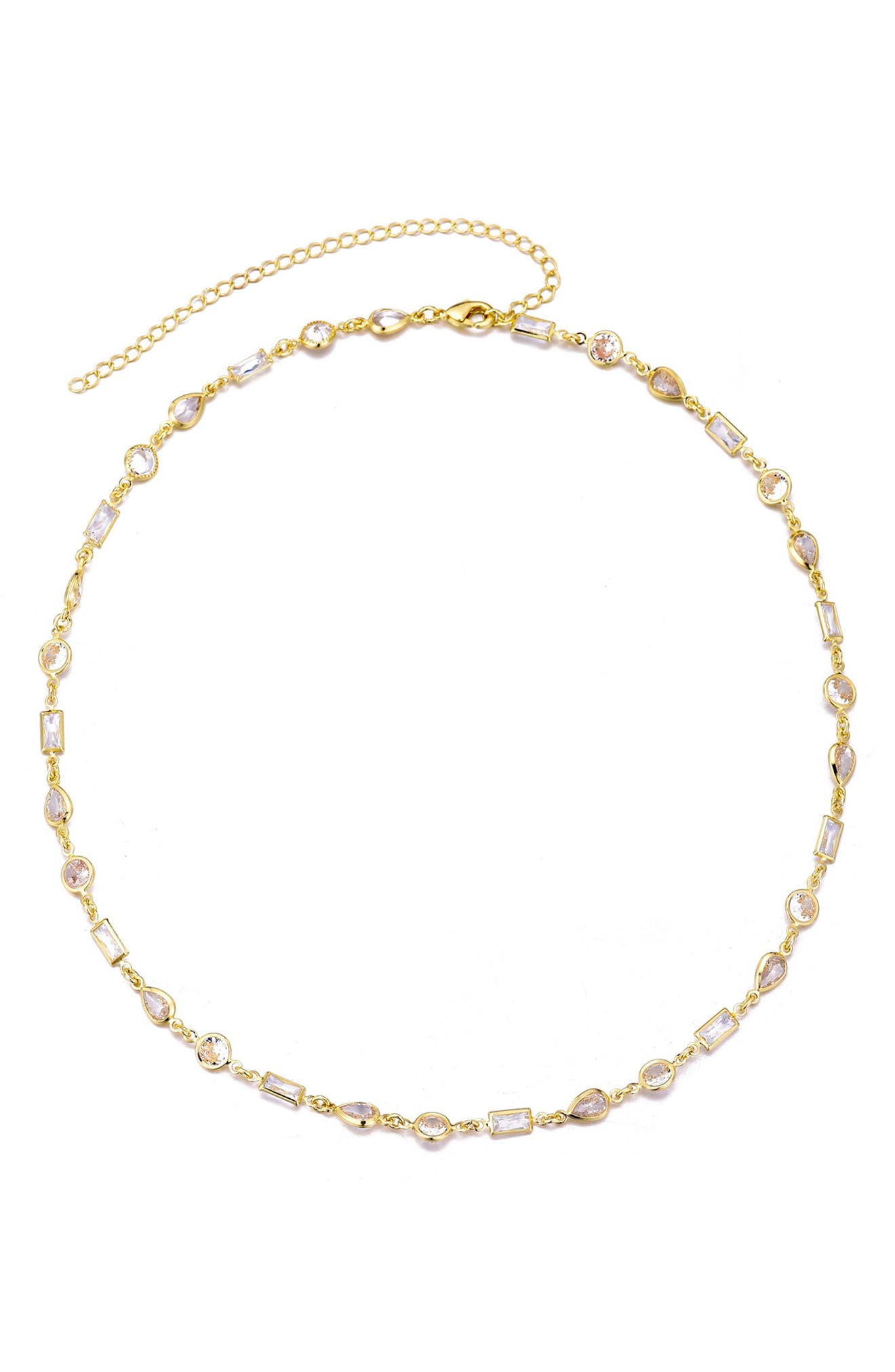 Mixed Shape Cubic Zirconia Station Necklace