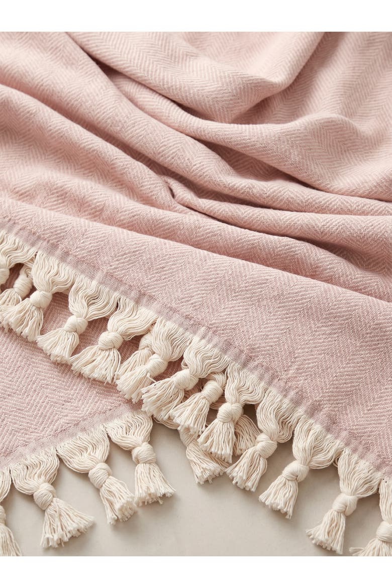 Turkish Cotton Herringbone Throw, Alternate, color, Palm Beach Pink
