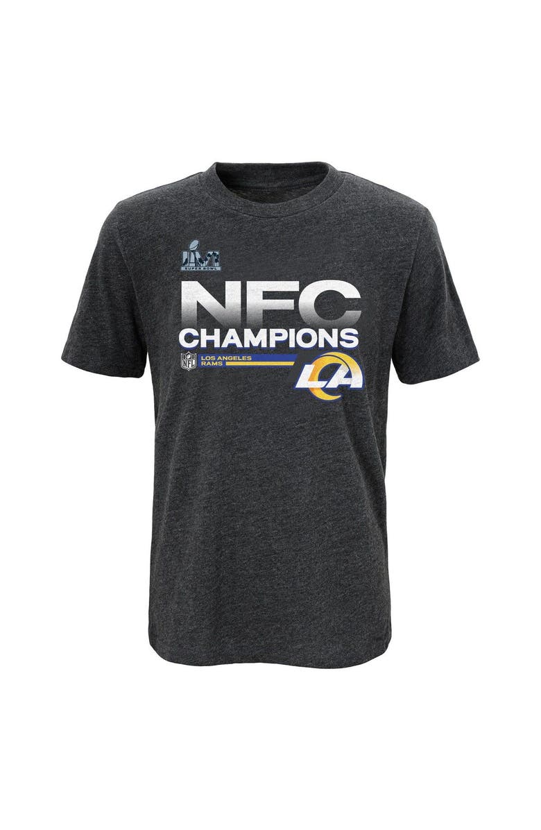 FANATICS Preschool Fanatics Branded Heathered Charcoal Los Angeles Rams 2021 NFC Champions Locker Room Trophy Collection T-Shirt, Alternate, color, 