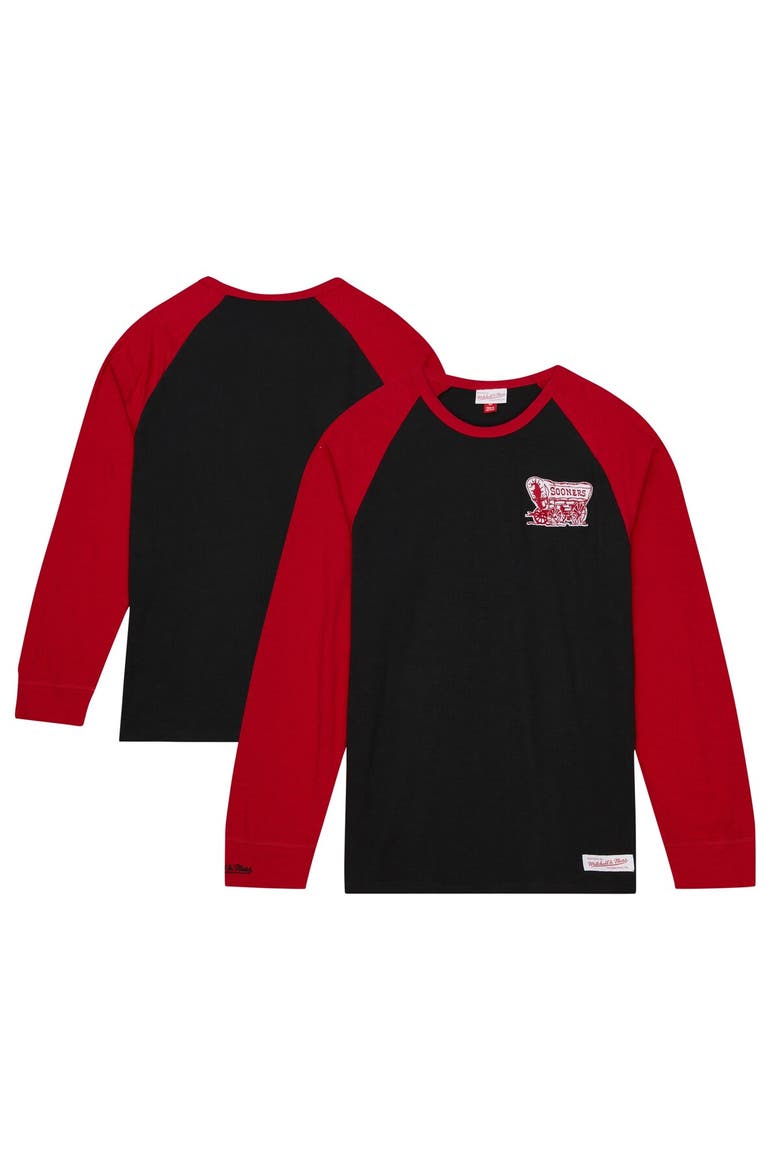 Men's Mitchell & Ness Black Oklahoma Sooners Legendary Slub Raglan Long Sleeve T-Shirt, Main, color, Black